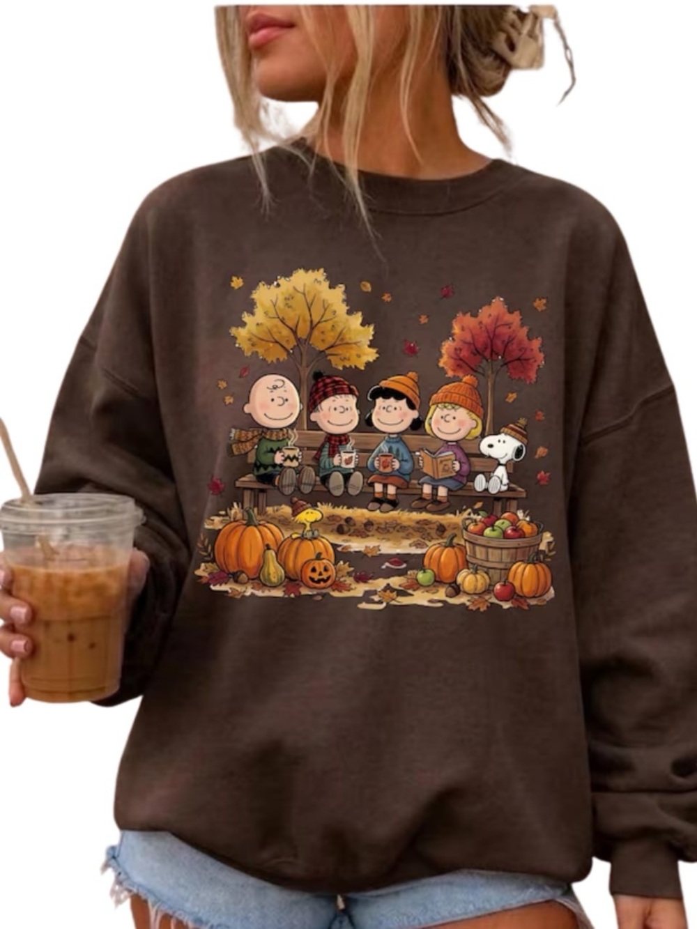 Brown Peanuts Fall Pumpkin Patch Sweatshirt